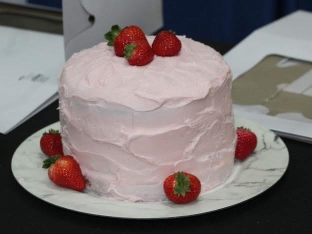2025 Becoming Project — pink strawberry celebration cake