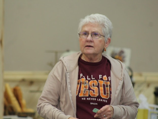 2025 Becoming Project — woman in Fall for Jesus shirt