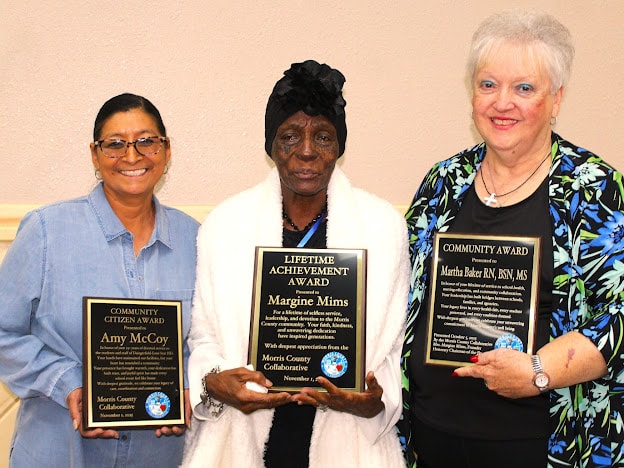 2025 Awards — Amy McCoy, Margine Mims, Martha Baker with community plaques